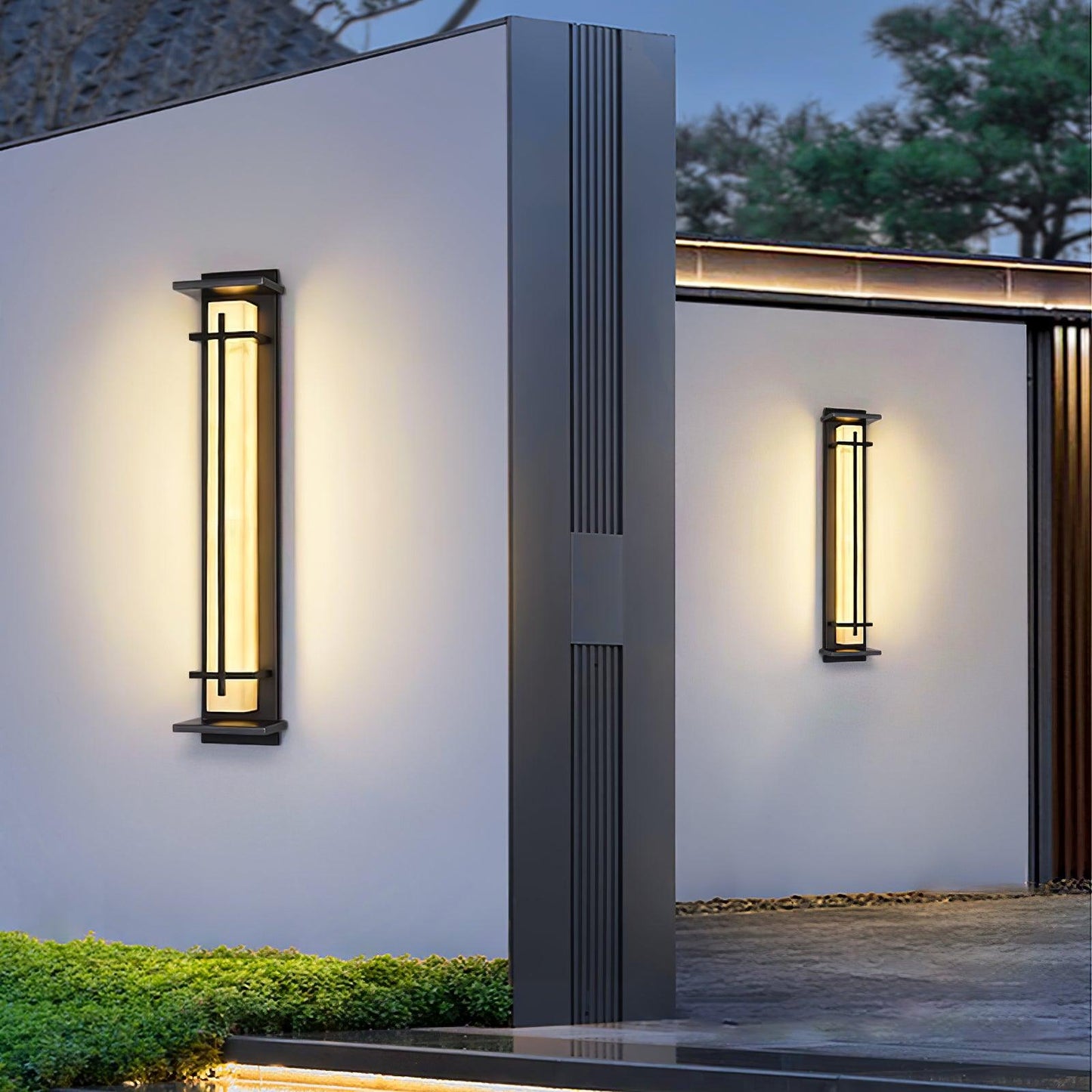 Square Outdoor Alabaster Wall Light - Weather-Resistant, Energy-Effici