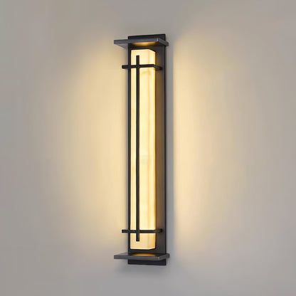 Square Outdoor Alabaster Wall Light - Weather-Resistant, Energy-Effici