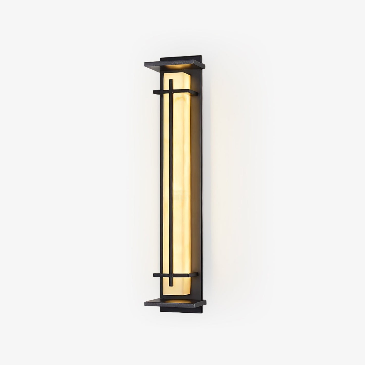 Square Outdoor Alabaster Wall Light - Weather-Resistant, Energy-Effici