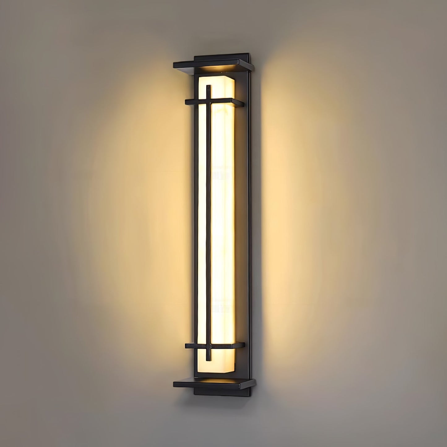 Square Outdoor Alabaster Wall Light - Weather-Resistant, Energy-Effici