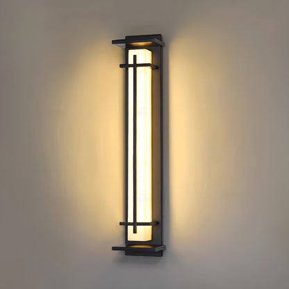 Square Outdoor Alabaster Wall Light - Weather-Resistant, Energy-Effici
