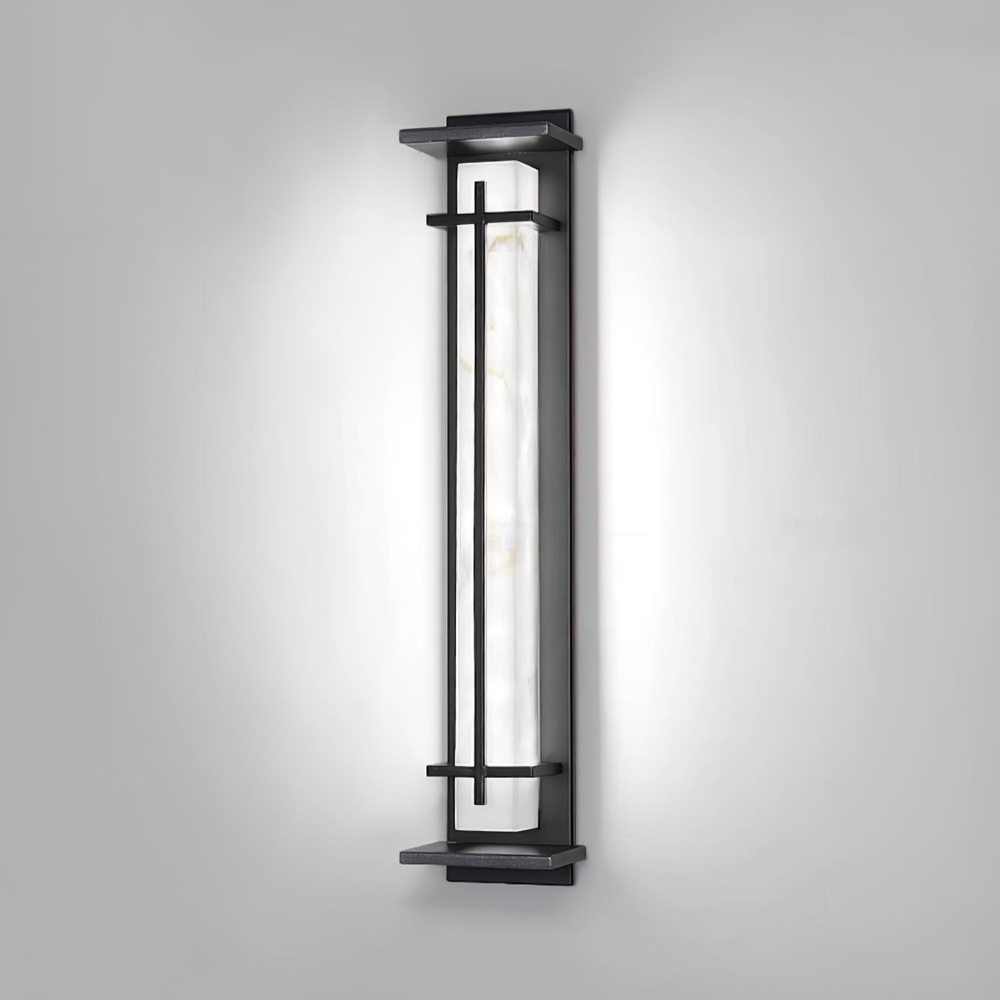 Square Outdoor Alabaster Wall Light - Weather-Resistant, Energy-Effici