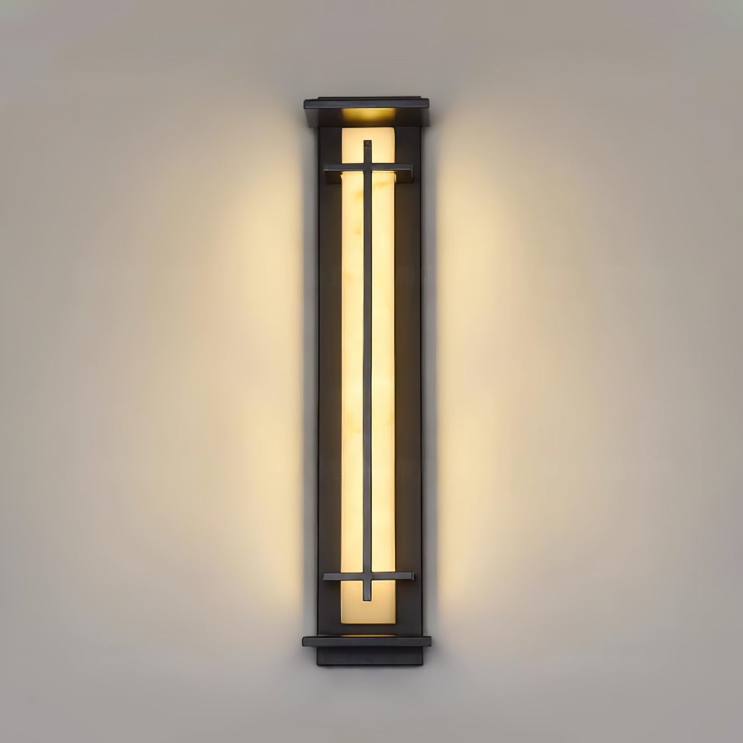 Square Outdoor Alabaster Wall Light - Weather-Resistant, Energy-Effici