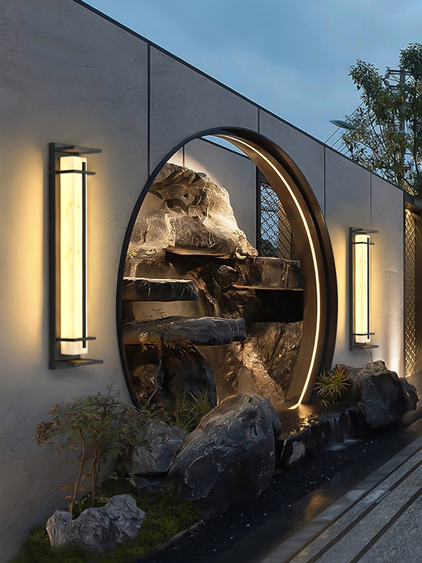 Square Outdoor Alabaster Wall Light - Weather-Resistant, Energy-Effici