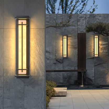 Square Outdoor Alabaster Wall Light - Weather-Resistant, Energy-Effici
