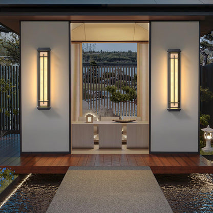 Square Outdoor Alabaster Wall Light - Weather-Resistant, Energy-Effici