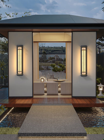 Square Outdoor Alabaster Wall Light - Weather-Resistant, Energy-Effici
