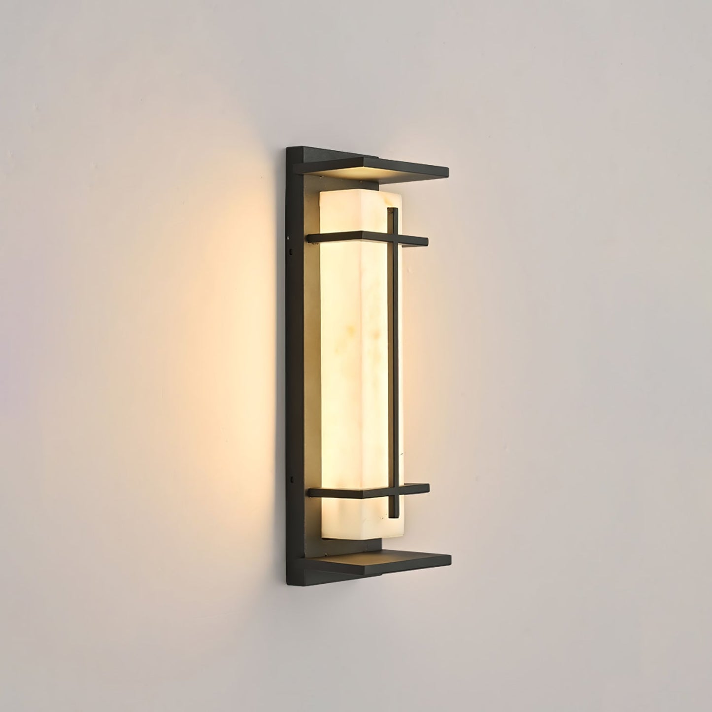 Square Outdoor Alabaster Wall Light - Weather-Resistant, Energy-Effici