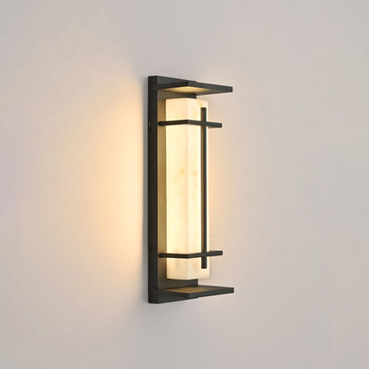 Square Outdoor Alabaster Wall Light - Weather-Resistant, Energy-Effici