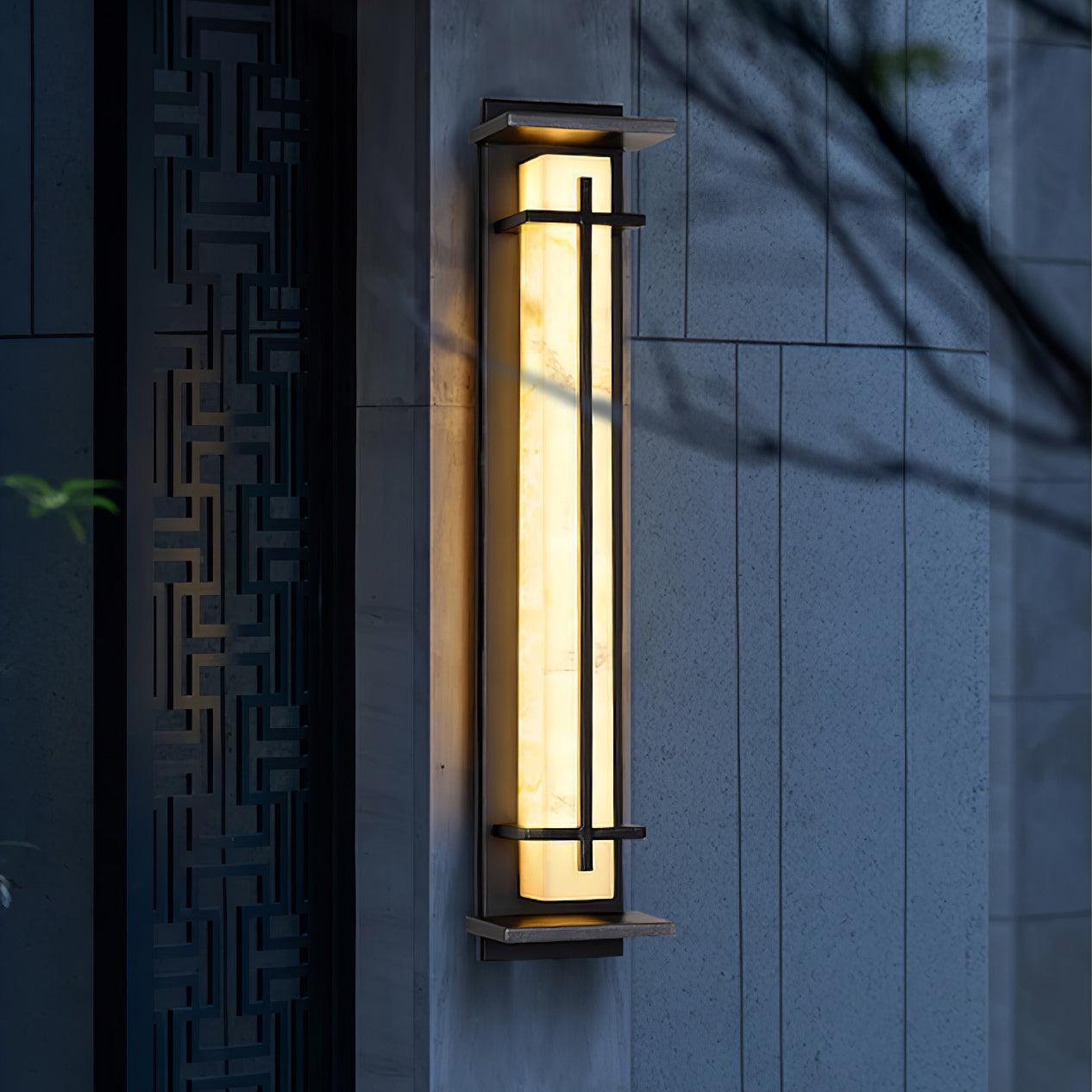 Square Outdoor Alabaster Wall Light - Weather-Resistant, Energy-Effici