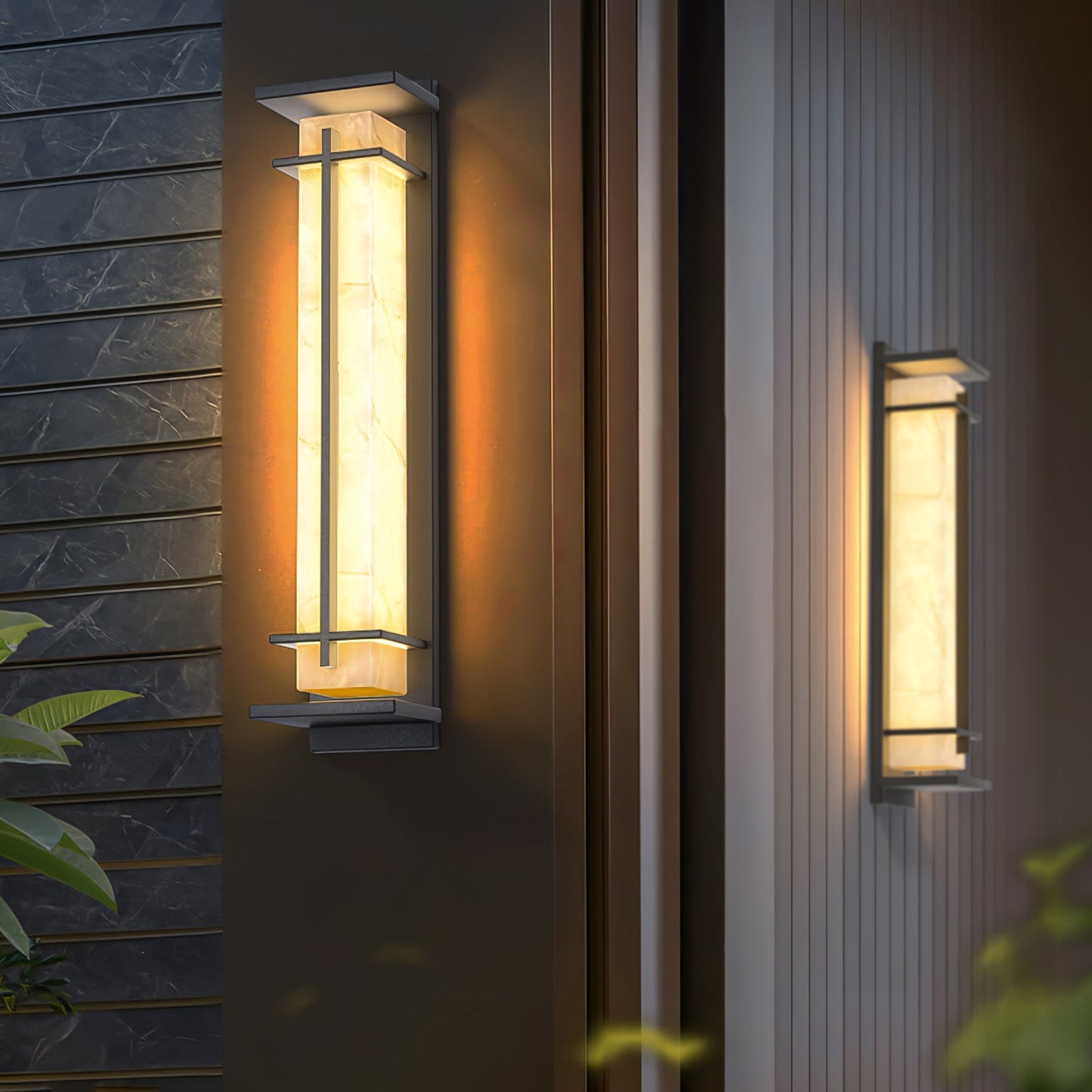 Square Outdoor Alabaster Wall Light - Weather-Resistant, Energy-Effici