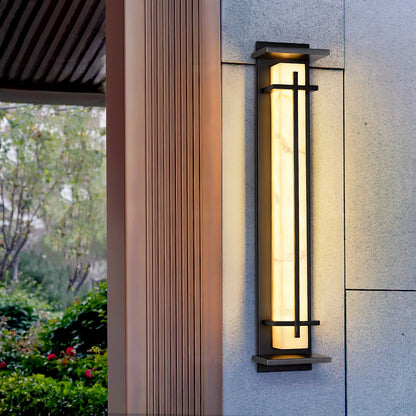Square Outdoor Alabaster Wall Light - Weather-Resistant, Energy-Effici
