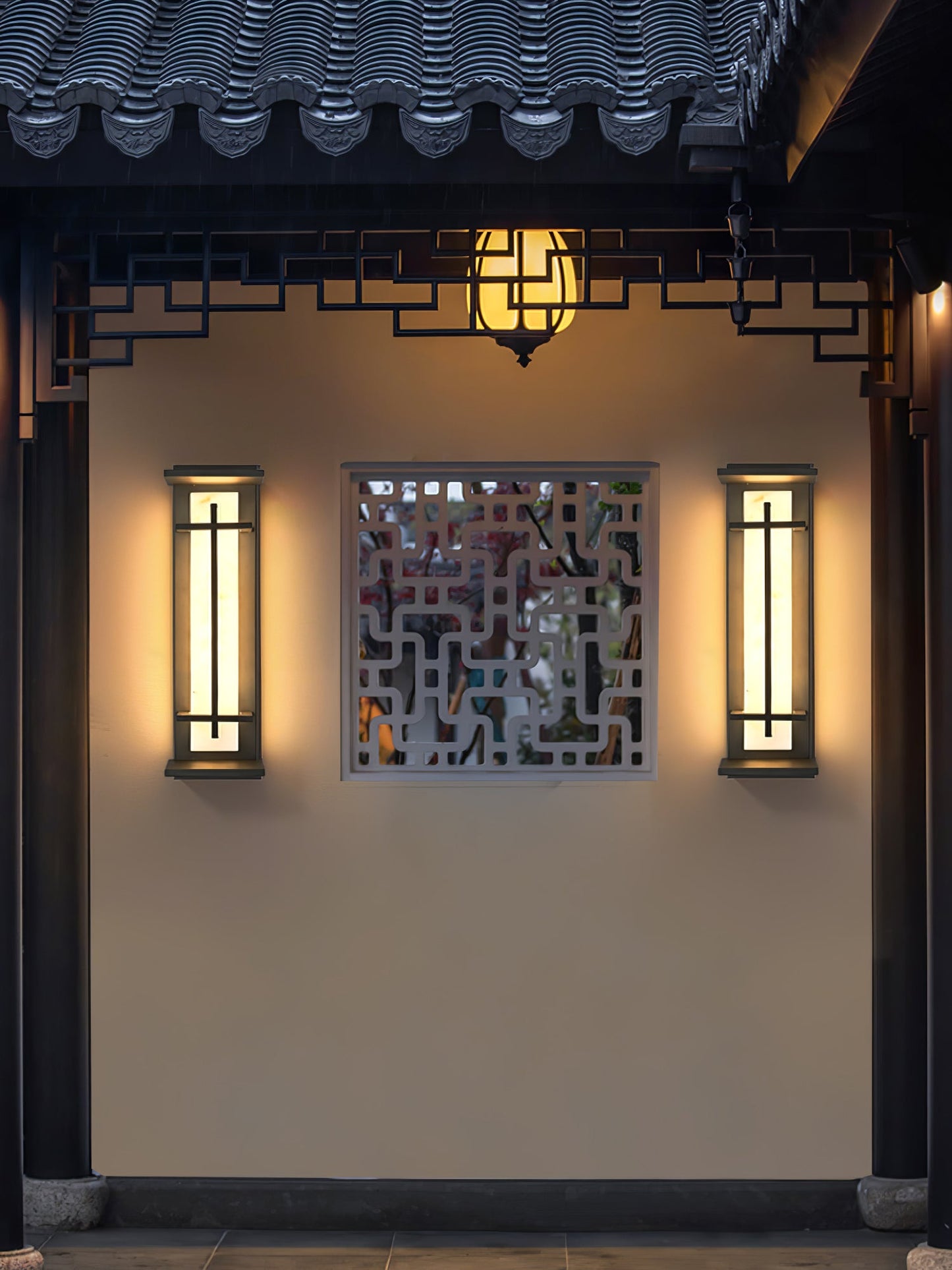 Square Outdoor Alabaster Wall Light - Weather-Resistant, Energy-Effici