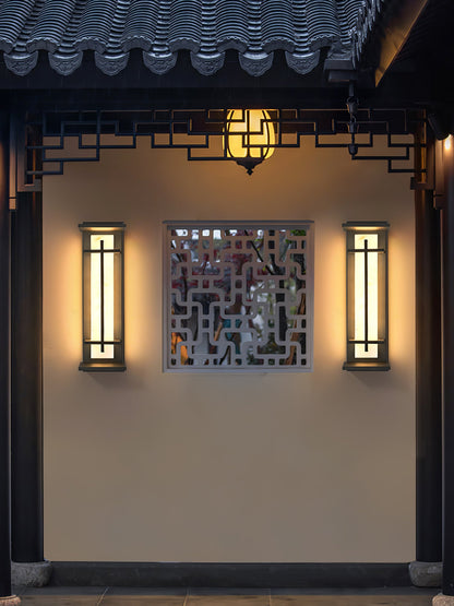Square Outdoor Alabaster Wall Light - Weather-Resistant, Energy-Effici