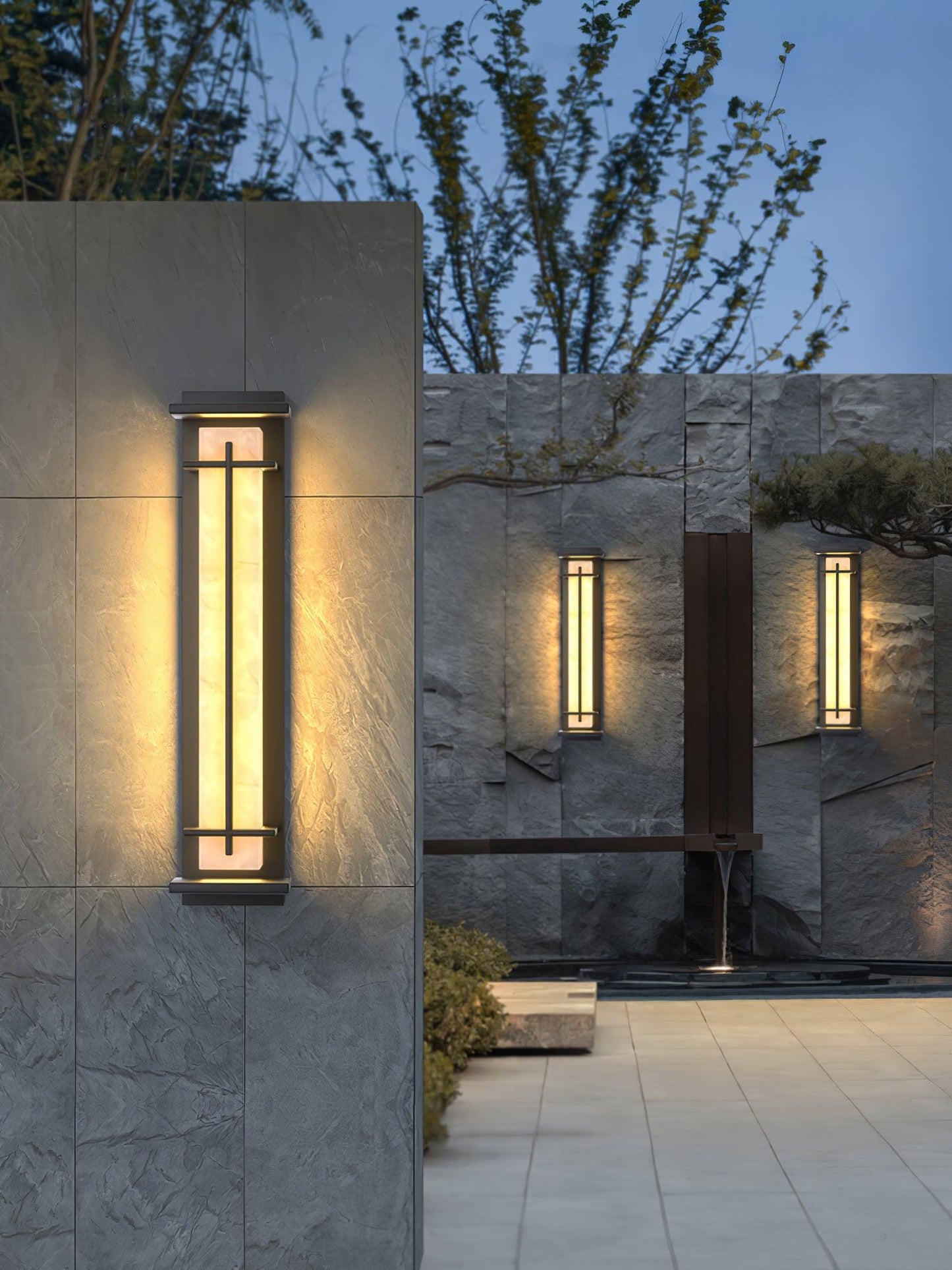 Square Outdoor Alabaster Wall Light - Weather-Resistant, Energy-Effici