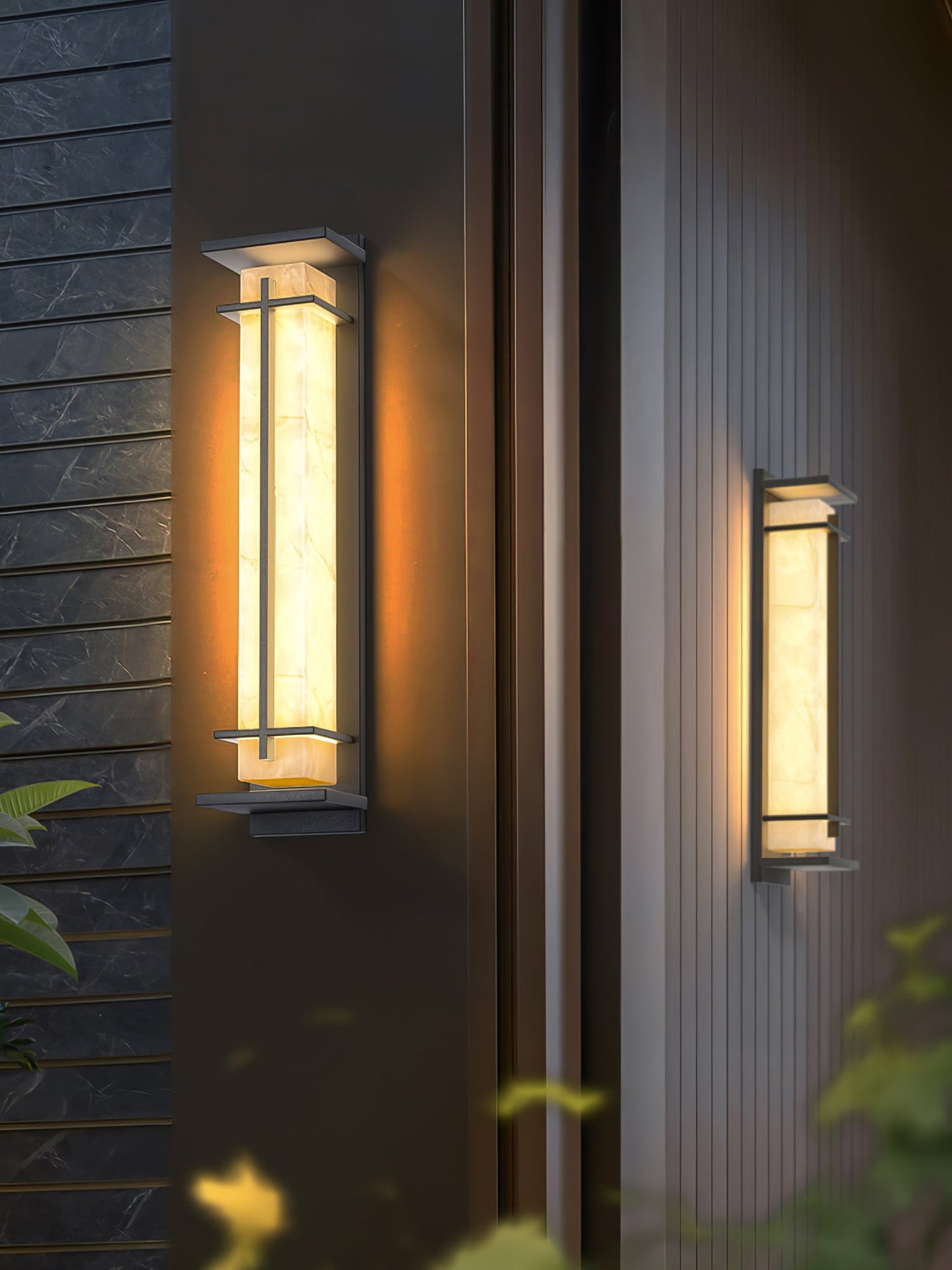 Square Outdoor Alabaster Wall Light - Weather-Resistant, Energy-Effici