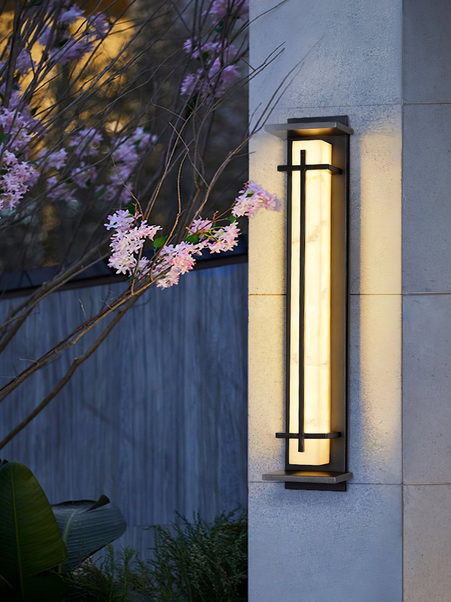 Square Outdoor Alabaster Wall Light - Weather-Resistant, Energy-Effici