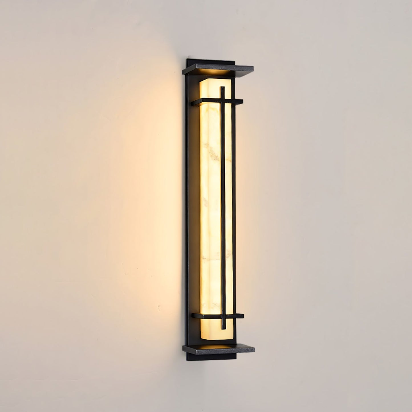 Square Outdoor Alabaster Wall Light - Weather-Resistant, Energy-Effici