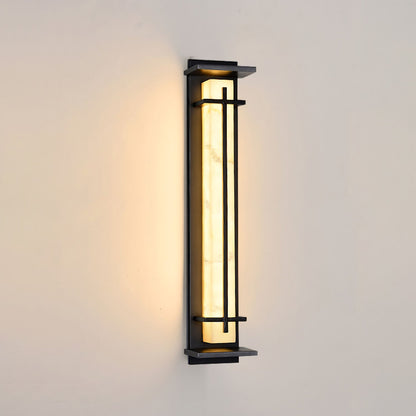 Square Outdoor Alabaster Wall Light - Weather-Resistant, Energy-Effici