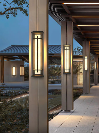 Square Outdoor Alabaster Wall Light - Weather-Resistant, Energy-Effici