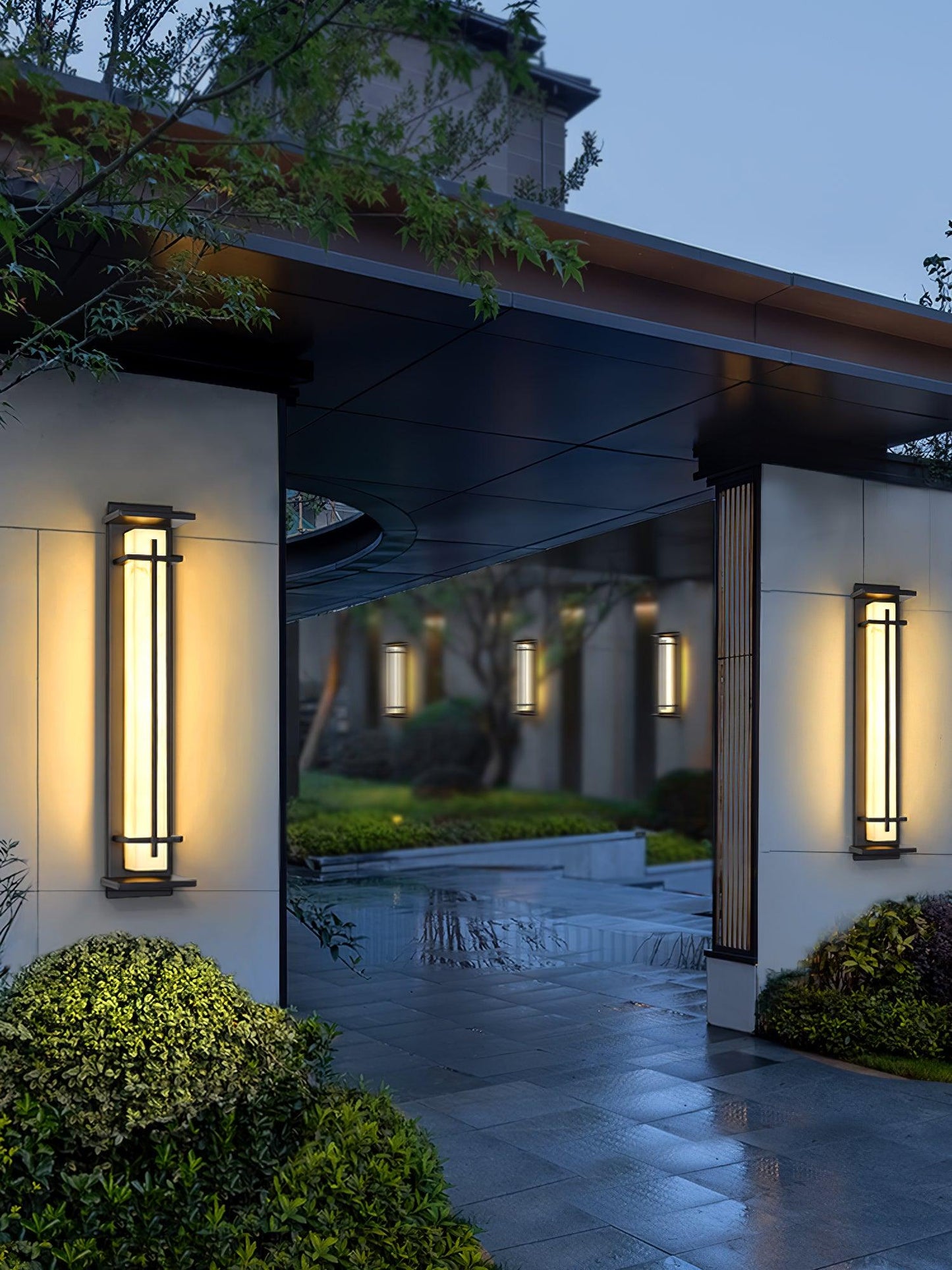 Square Outdoor Alabaster Wall Light - Weather-Resistant, Energy-Effici