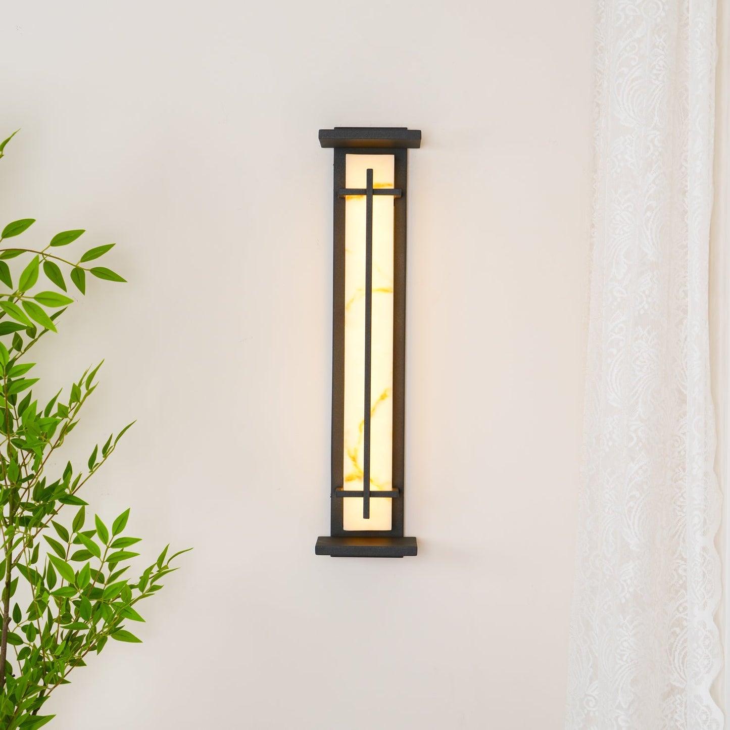 Square Outdoor Alabaster Wall Light - Weather-Resistant, Energy-Effici