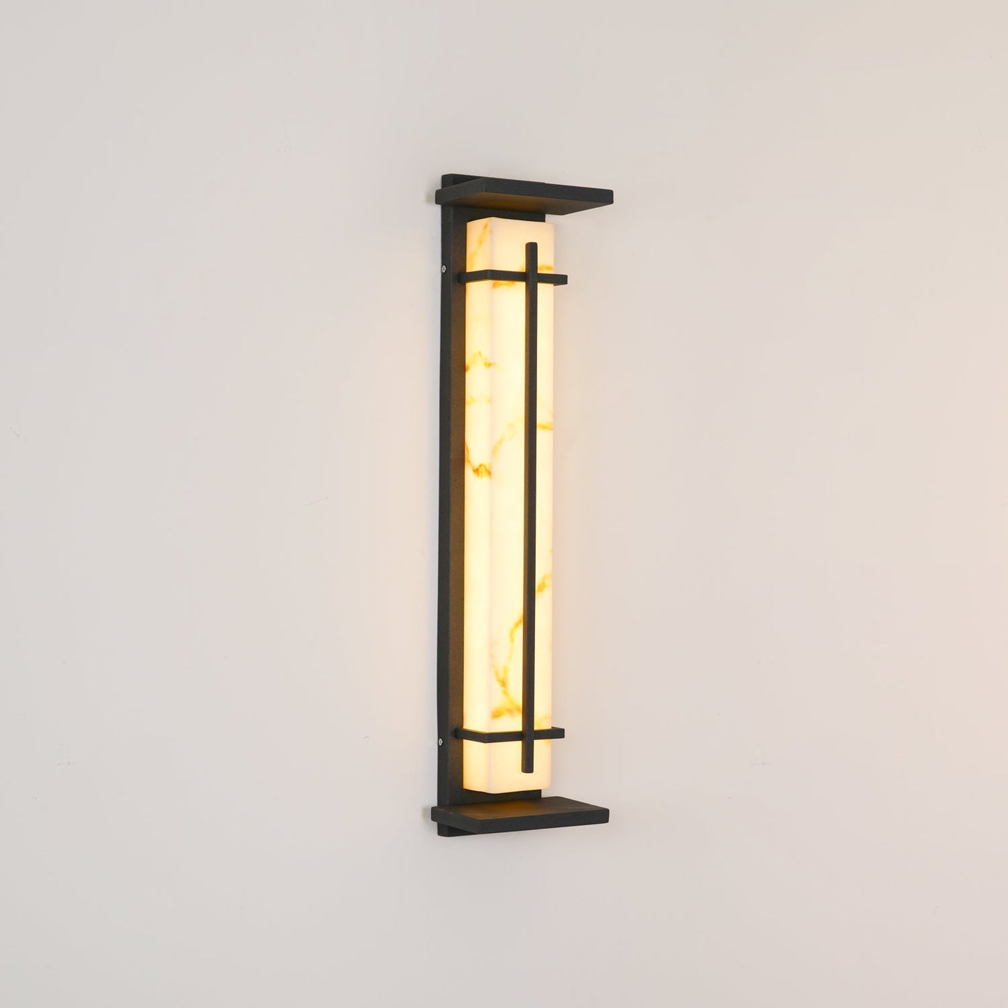 Square Outdoor Alabaster Wall Light - Weather-Resistant, Energy-Effici