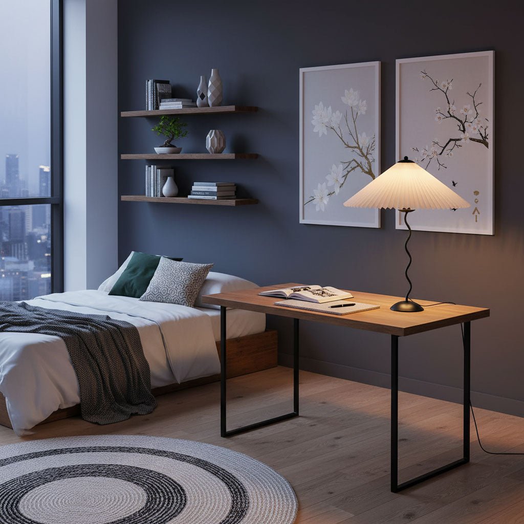Modern Squiggle Table Lamp with Adjustable Brightness and USB Charging