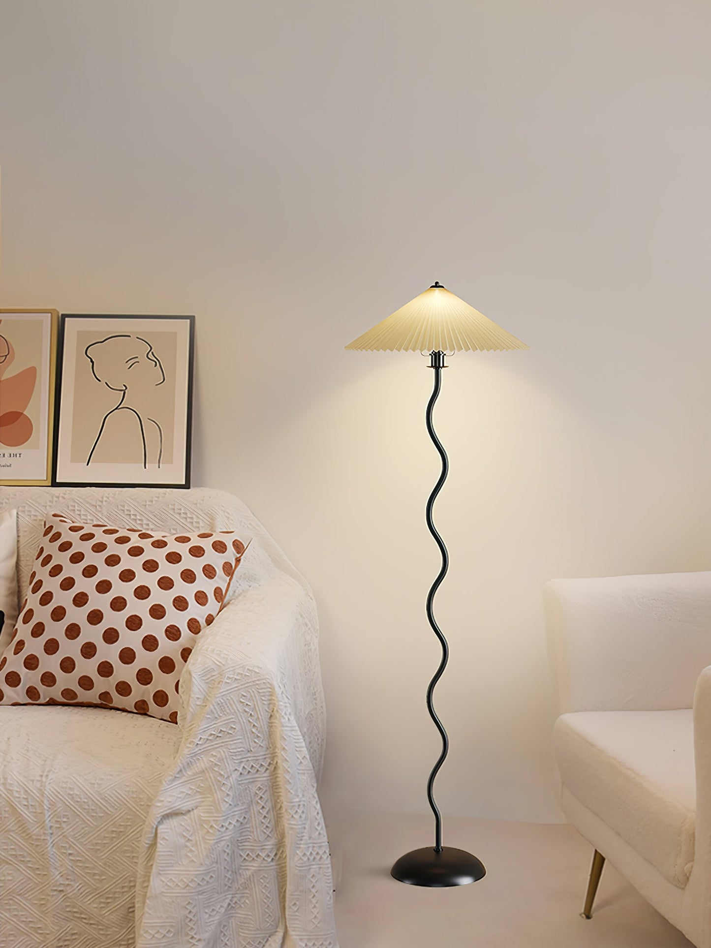 Modern Squiggle Floor Lamp with Adjustable Brightness and Energy-Effic