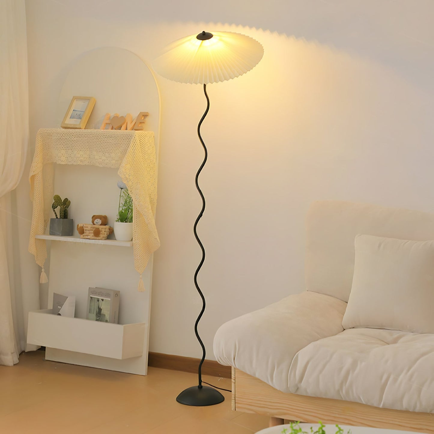 Modern Squiggle Floor Lamp with Adjustable Brightness and Energy-Effic