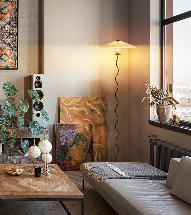 Modern Squiggle Floor Lamp with Adjustable Brightness and Energy-Effic