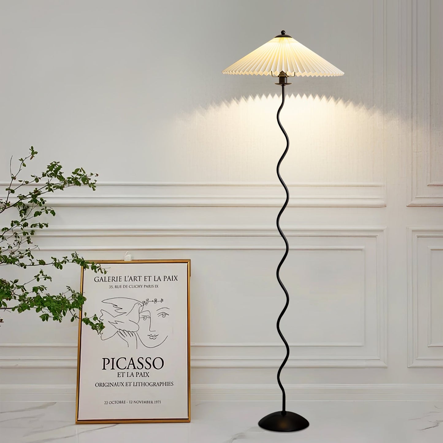 Modern Squiggle Floor Lamp with Adjustable Brightness and Energy-Effic