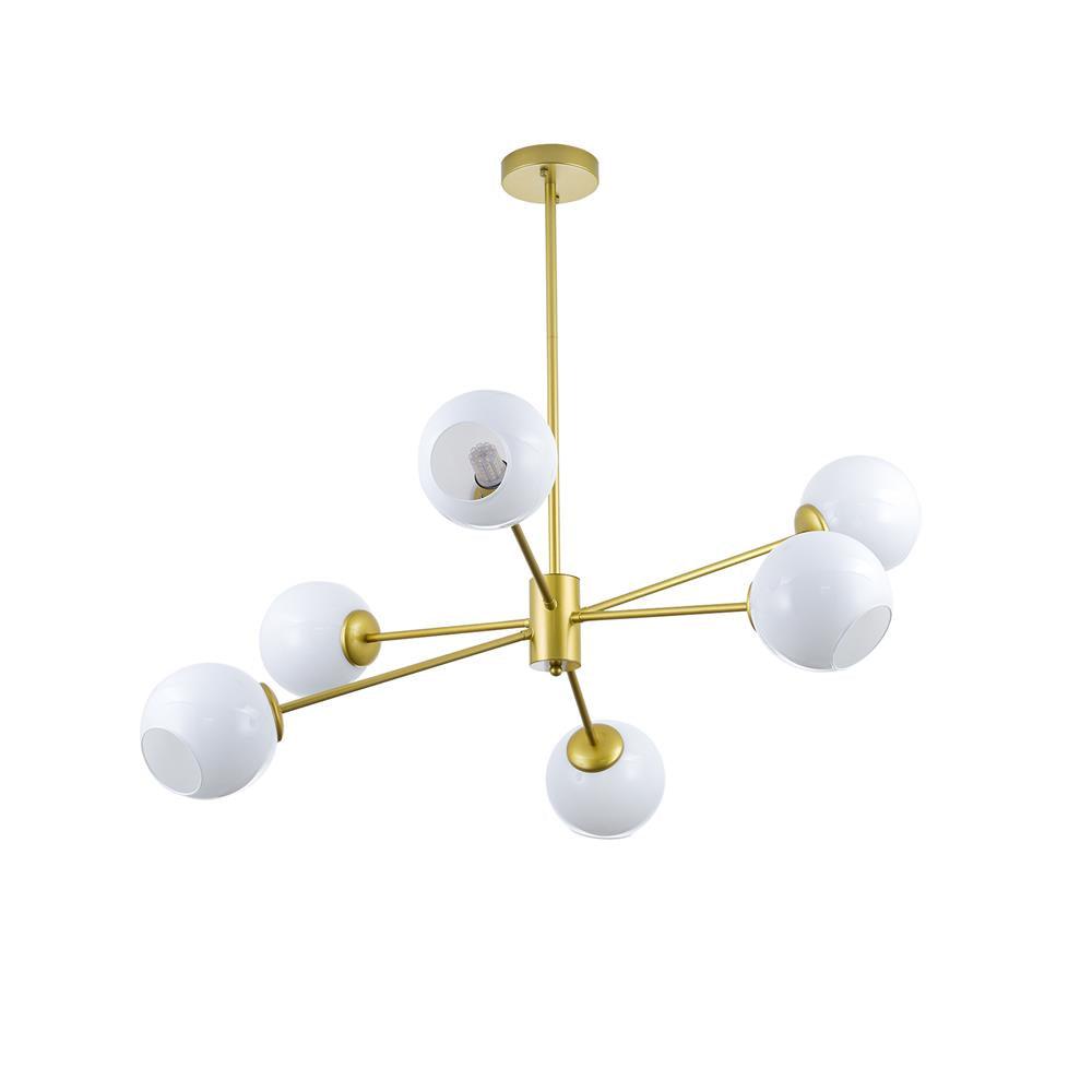 Staggered Glass 6-Light Chandelier with Adjustable Height & Modern Des