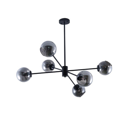 Staggered Glass 6-Light Chandelier with Adjustable Height & Modern Des