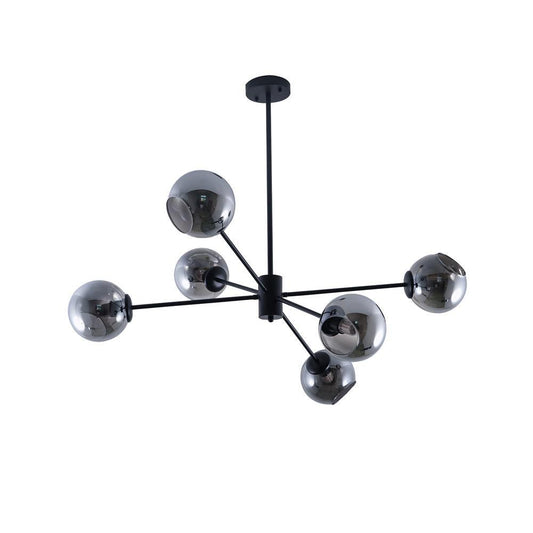 Staggered Glass 6-Light Chandelier with Adjustable Height & Modern Des