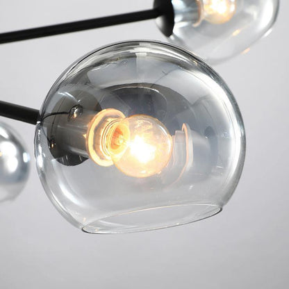Staggered Glass 6-Light Chandelier with Adjustable Height & Modern Des