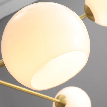 Staggered Glass 6-Light Chandelier with Adjustable Height & Modern Des