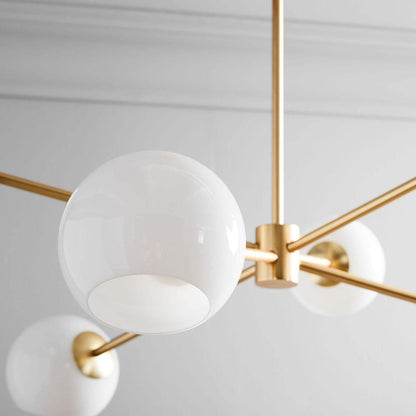 Staggered Glass 6-Light Chandelier with Adjustable Height & Modern Des
