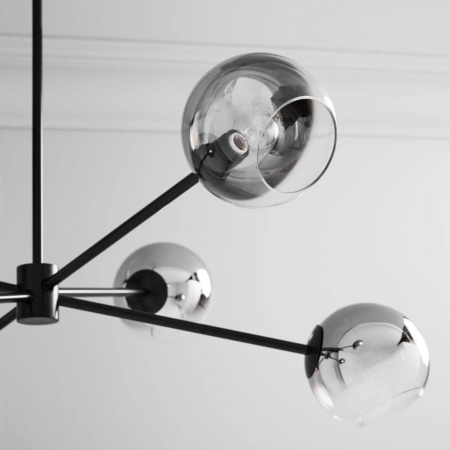 Staggered Glass 6-Light Chandelier with Adjustable Height & Modern Des