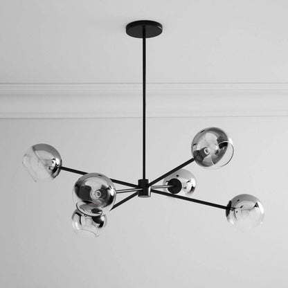 Staggered Glass 6-Light Chandelier with Adjustable Height & Modern Des