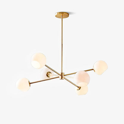 Staggered Glass 6-Light Chandelier with Adjustable Height & Modern Des
