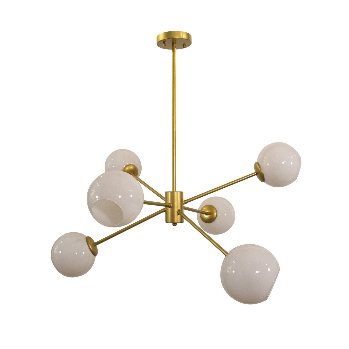 Staggered Glass 6-Light Chandelier with Adjustable Height & Modern Des