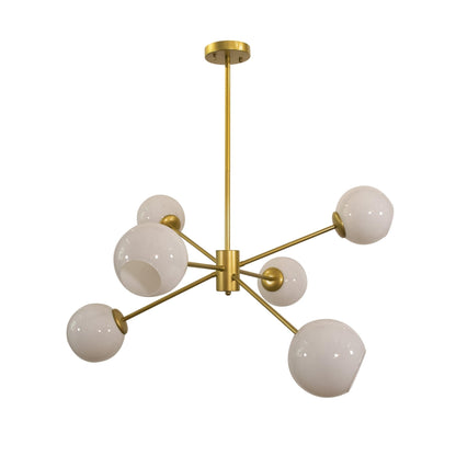 Staggered Glass 6-Light Chandelier with Adjustable Height & Modern Des
