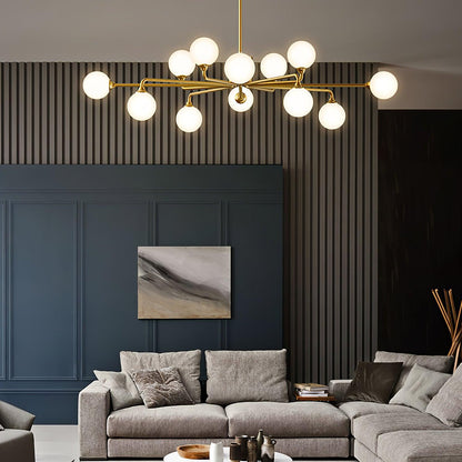 Staggered Glass Globes Chandelier - Modern Design, Adjustable Height