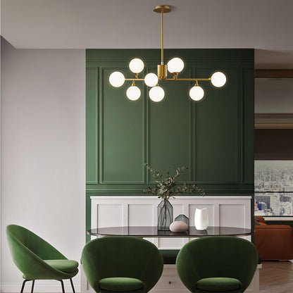 Staggered Glass Globes Chandelier - Modern Design, Adjustable Height