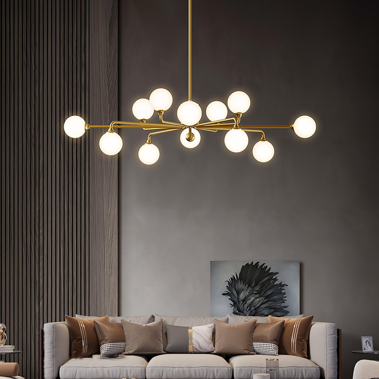 Staggered Glass Globes Chandelier - Modern Design, Adjustable Height