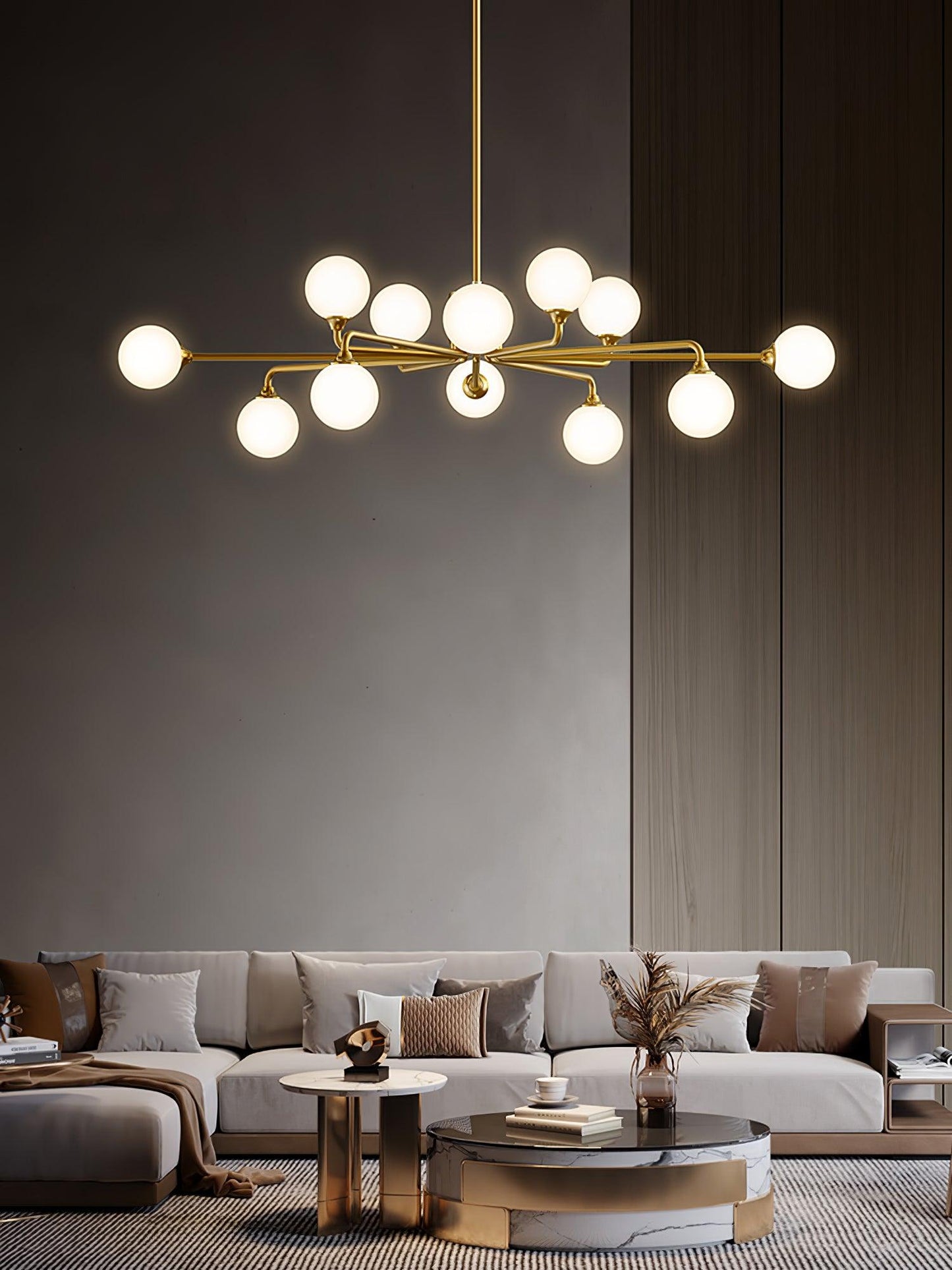 Staggered Glass Globes Chandelier - Modern Design, Adjustable Height