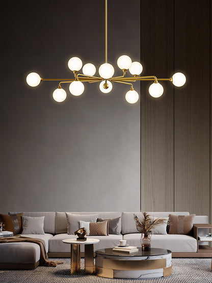 Staggered Glass Globes Chandelier - Modern Design, Adjustable Height