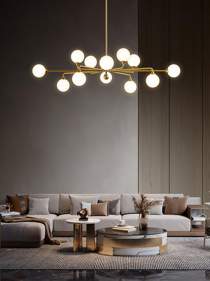 Staggered Glass Globes Chandelier - Modern Design, Adjustable Height