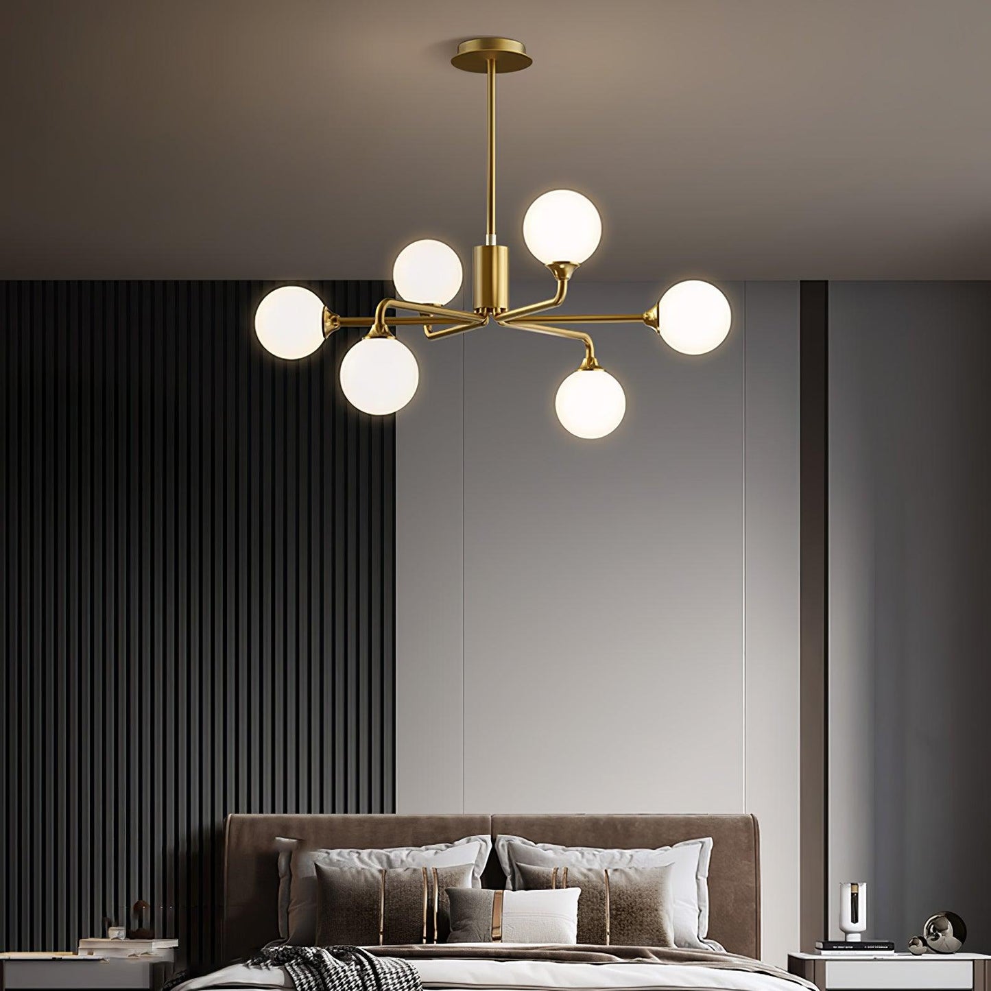 Staggered Glass Globes Chandelier - Modern Design, Adjustable Height